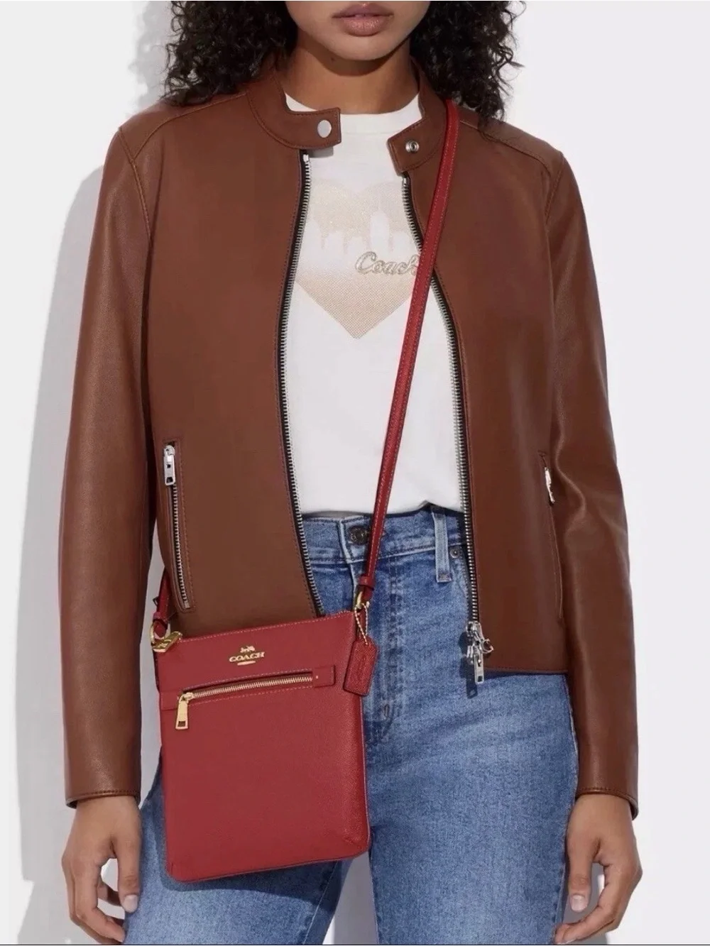 Coach Mini Rowan File in Crossgrain Leather with Gold Hardware